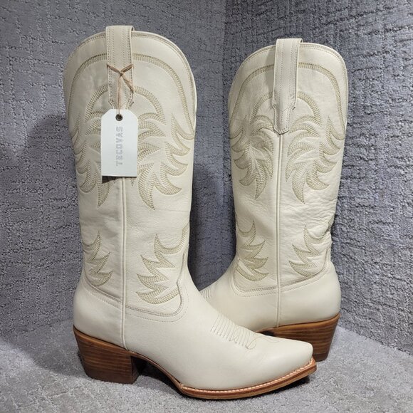 Tecovas Shoes - Tecovas The Annie Women's Size 9.5B US Beige Bone Cowhide Cowboy Western Boots